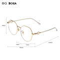 OQ BOGA 4 Colors Proof Radiation Anti Blue Light Metal Full Rim Computer Glasses Women Men Fashion Eye Protection Irregular Pearl Frame Eyewear. 