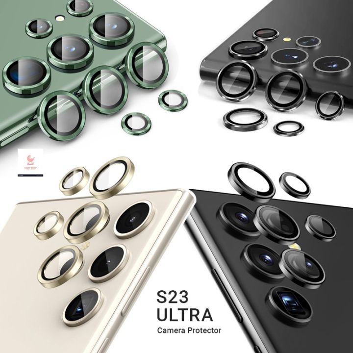 For Samsung Galaxy S23 Ultra 5G 5PCS Camera Lens Protector Rings Aluminium+Tempered Glass Scratch Resistant (Burgundy,Black,Green,Silver,Gold)