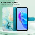 【Lejia】Lthmy Tecno Spark 9 Pro / Spark 9T case Marble Pattern PU Leather Wallet Card Slots Stand with Hand Strap. 