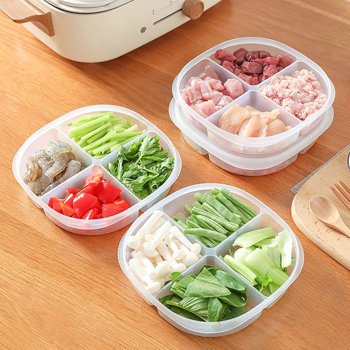 4 Grids Food Fruit Storage Box Kitchen Container Refrigerator Freezer Organizer NOVO