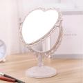 Desktop Makeup Mirror Heart Shape Makeup Vanity Portable Double-side Vanity Mirror Hand Mirror Cosmetic Compact Mirror for Women.