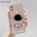 Hontinga for Redmi S2 Back Cover With Cartoon Astronaut Folding Bracket Case For Gilrs Luxury 6D Plating Soft Silicone Mobile Cover. 