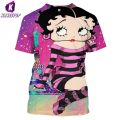 【Alien Alien】 Men/Women 3D Print T Shirt Cartoon Anime Betty Boop-S Gril Short-Sleeved Plluover Sports Summer Casual Student Top Shirt 04.