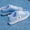 New Korean Style Women's White Shoes ﹤ Flat Bottom * Lazy People without Students ︸ Canvas Shoes ﹕﹂ Spring and Summer #﹏ Half Back Slip-on ·. 