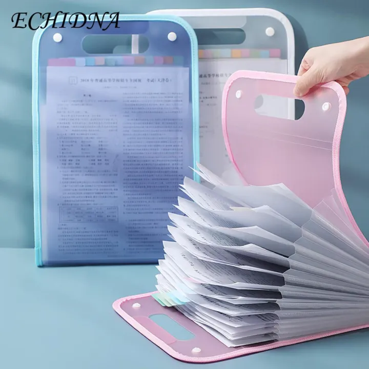 A4 File Folder A4 Vertical 13 Pockets Multifunctional Snap Button Portable Exam Paper Document Accordion File Organizer Bag Accordion File Folder