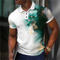 Simple Men'S Polo Shirt Splash Ink Printing Daily Casual Short Sleeve Street Top Tees Summer Men Clothing Loose Oversized-Shirts. 