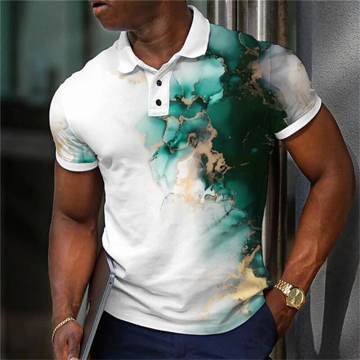 Simple%20Men'S%20Polo%20Shirt%20Splash%20Ink%20Printing%20Daily%20Casual%20Short%20Sleeve%20Street%20Top%20Tees%20Summer%20Men%20Clothing%20Loose%20Oversized-Shirts%20-%20Image%203