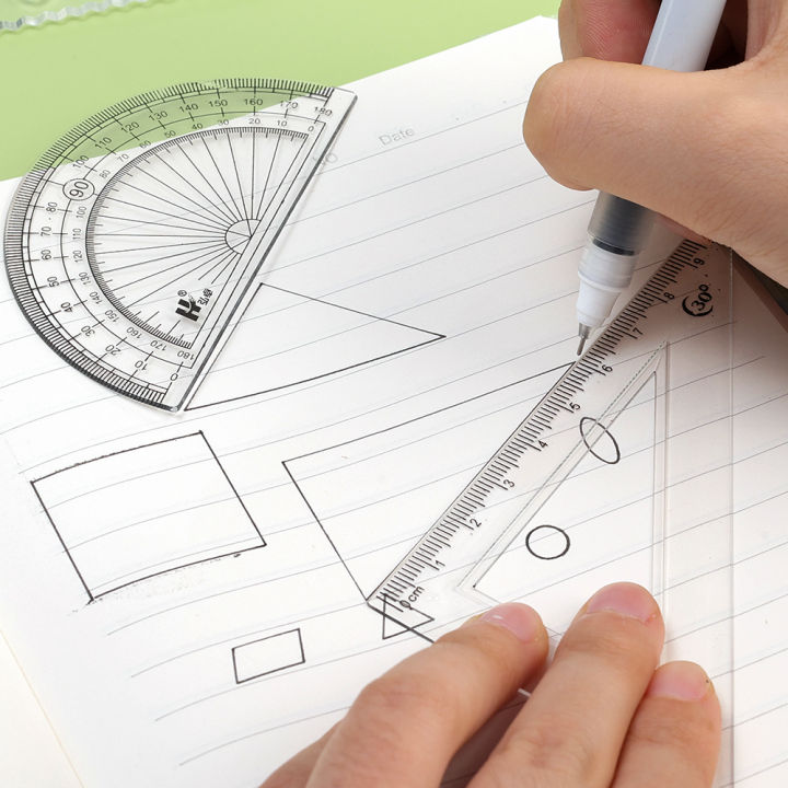 4PCS%20Measure%20Draw%20Plastic%20Transparent%20Ruler%20Protractor%20Triangle%20Ruler%20School%20Office%20Supplies%20Scale%20Stationery%20-%20Image%203