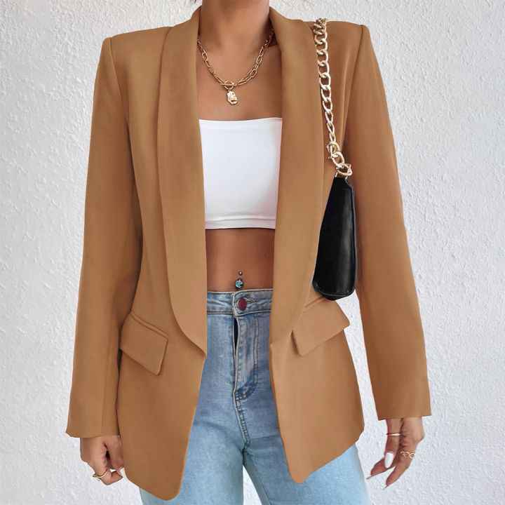 women%20suit%20coatAutumn%20and%20Winter%20Temperament%20Commuting%20Solid%20Color%20Polo%20Collar%20Long%20Sleeve%20Suit%20Coat%20Top%20Blazer%20-%20Image%206