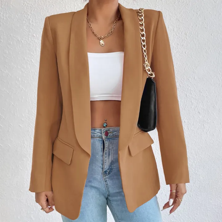 women%20suit%20coatAutumn%20and%20Winter%20Temperament%20Commuting%20Solid%20Color%20Polo%20Collar%20Long%20Sleeve%20Suit%20Coat%20Top%20Blazer%20-%20Image%206