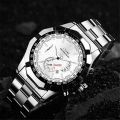 Big Face Dial 46MM Wrist Watch for Men Steel Bracelet Waterproof Military Sports Male Quartz Wristwatches.