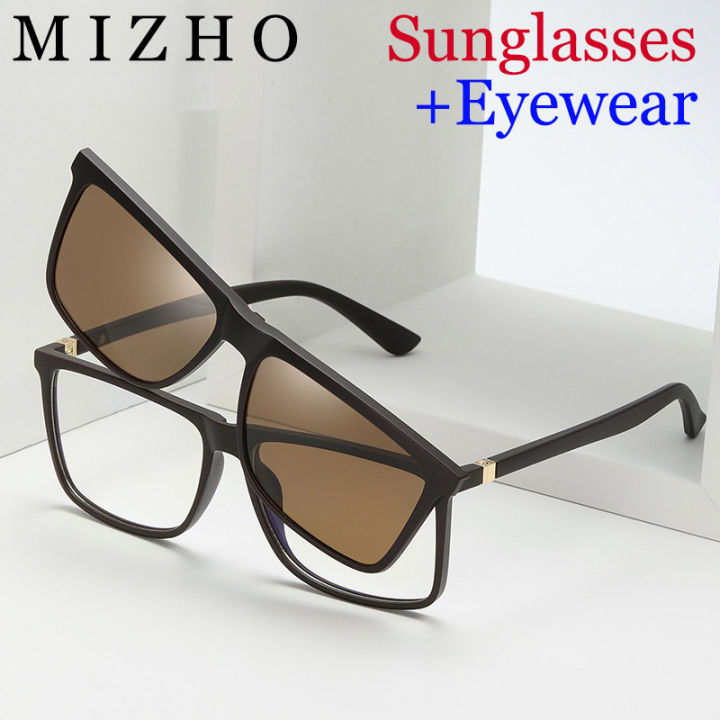 MIZHO Protect Eyesight Anti Blue Light Glasses Men UVB Sunglasses Blocking Glare Tony Stark Dual purpose magnetic Clamp Eyewear