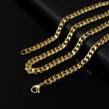 3MM5MM7MM Cuban Link Chain Stainless Steel Necklace Waterproof 18 K Gold Plated Punk Men Women Jewelry DIY Accessories USENSET. 
