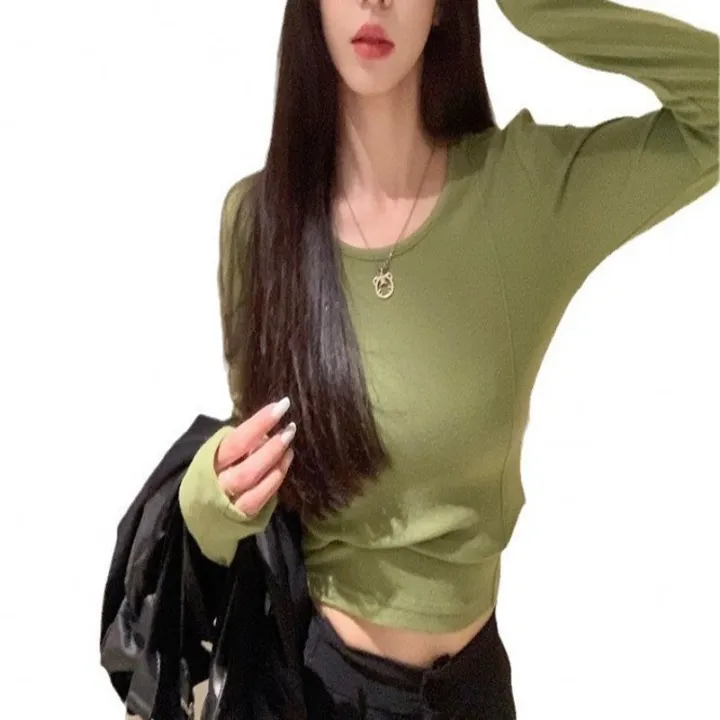 Sweet%20and%20Spicy%20Short%20Inner%20T%20Women's%20T-shirt%202023%20Autumn%20New%20Korean%20Slim%20Bottoming%20Shirt%20Long%20Sleeve%20Slim-Fit%20Student%20Top%20-%20Image%205