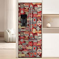 Retro Graffiti Poster Stickers Fridge Door Decals Waterproof PVC Tiling Floral Pattern Refrigerator Door Cover Kitchen Decor.