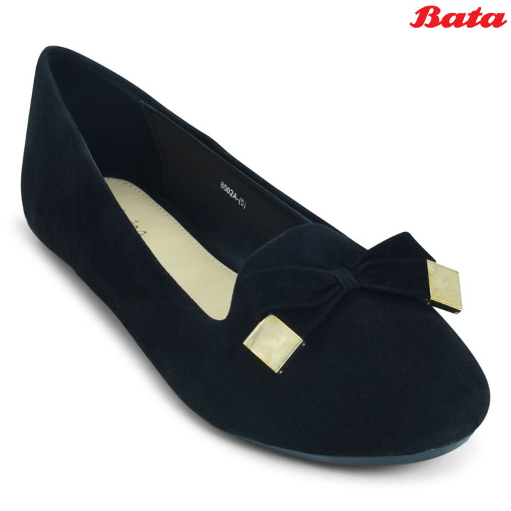 Bata Black Suede Ballet Flat shoe for Women