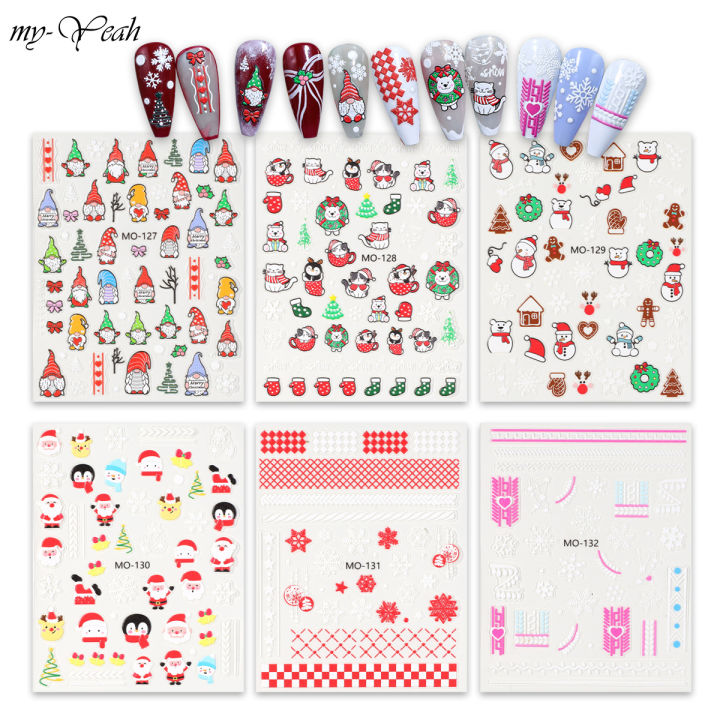 Myyeah%203D%20Christmas%20Nail%20Art%20Sticker%20Embossed%20Cute%20Santa%20Snowflake%20Cat%20Nail%20Decals%20Xmas%20Nail%20Decal%20Slider%20DIY%20Manicure%20Decoration%20-%20Image%205
