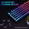 AJAZZ PBT Pudding Keycap 108 Keys PBT Keycap Set with Frosted Hand Feel for Mechanical Keyboard White(Only Keycaps).