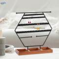 Jewelry Display Organizer Earring Holder with Wooden Tray for Dresser Decor. 