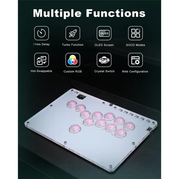 12keys Arcade Joystick Leverless Controller Controller for PC/ //Switch ...