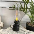 Retro Glass Cover Kerosene Lamp Candlestick LED Candle Vintage Cafe Bar Window Decor Home Resin Ornament Candle Tea Light Holder.