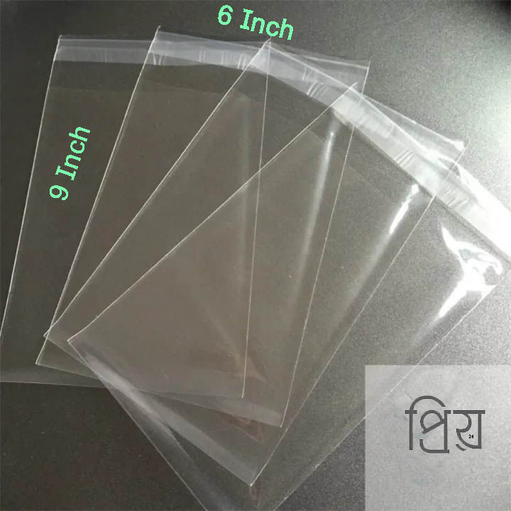 50 Pcs 6*9 inch Crystal Poly Easy to Use Clear Flat Cellophane Bags With Adhesive Closure (China Poly)