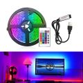 USB LED Strip Light RGB 2835 50CM 1M 2M 3M 4M 5M DC 5V wered Backlight Flexible Ribbon Decor Screen TV Background Lighting-RGB-24key Remote-IP20 No -1M-. 