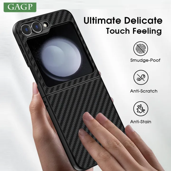 Z Flip6 Case Business Carbon Fiber Phone Cases for Samsung Galaxy Z Flip 6 5 4 ZFlip5 Flip6 Nano Ultra Thin Liquid PC Back Cover