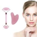 2Pcs/Set Rose Resin Natural Jade Massage Spa Roller + Guasha Board Scrapers Plate For Face Body Relaxation Anti-Aging Skin Massage. 