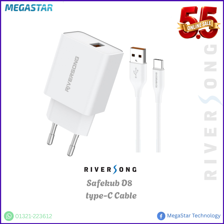 Riversong Fast Charger Model (Safekub D8) With Type C Cable