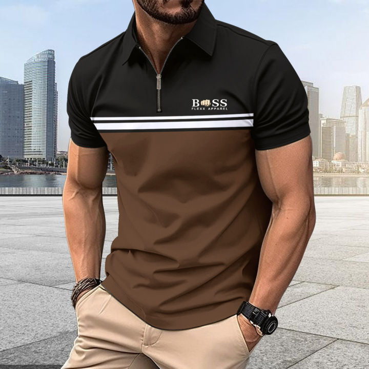 Spring%20Summer%20Autumn%20New%20Men's%20Short-sleeved%20Polo%20Shirt%20Sports%20Fitness%20Fashion%20Color%20Contrast%20Zipper%20High%20Quality%20Polo%20Shirt%20-%20Image%204