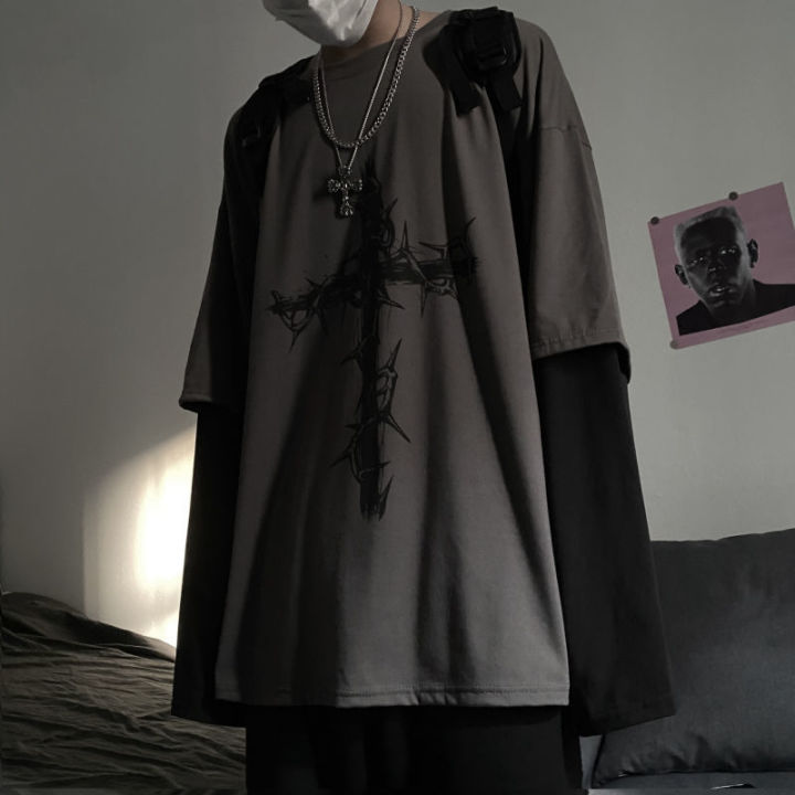 Gothic%20Goth%20Style%20Tshirt%202021%20Mall%20Goth%20Tops%20Punk%20Long%20Sleeve%20Oversized%20T-shirt%20Fake%20Two-piece%20Street%20Fashion%20Korean%20Style%20-%20Image%205