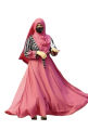 Dubai cherry fabric Step 3 gown Borka Full set ( Borka+ hijab.