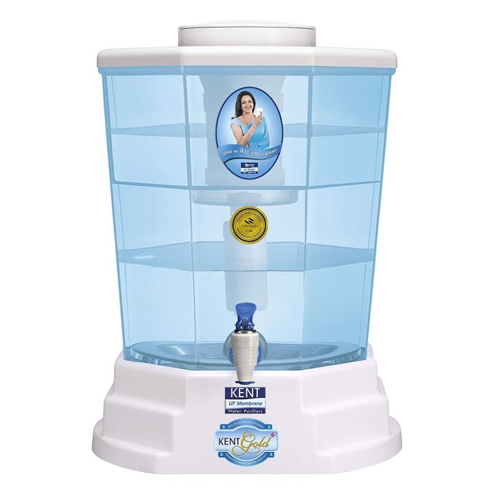 Kent Gold Plus 20Liter Gravity Based Water Purifier, white and blue