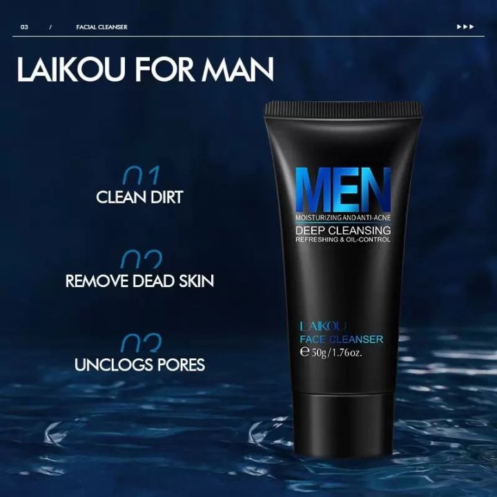 LAIKOU%20-%20Men's%20Exfoliating%20Facial%20Cleanser%20Natural%20Face%20Cleanser%20For%20Oily%20Acne%20Oil%20Control(50gm)%20-%20Image%202