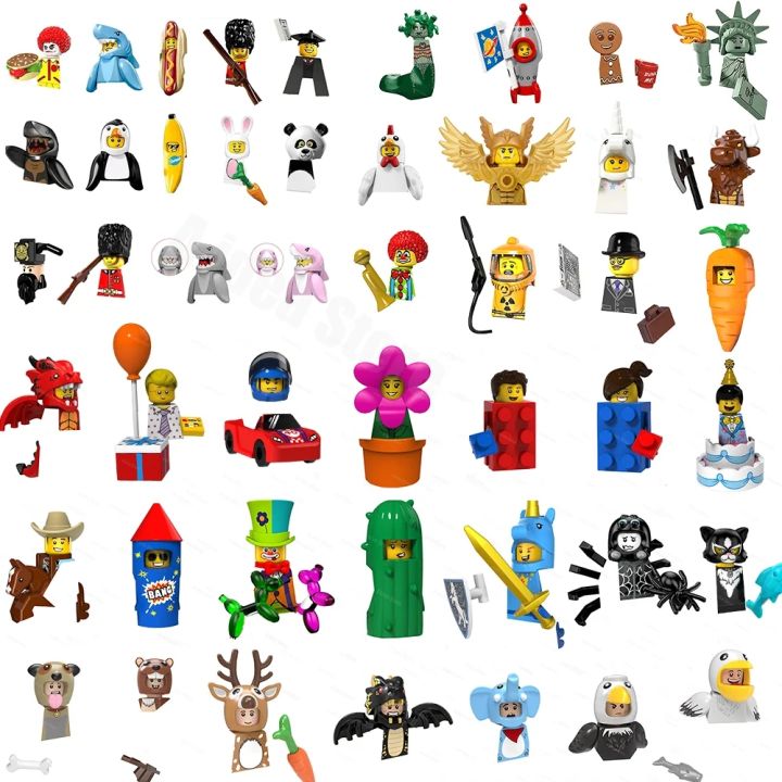 3D DIY Cartoon Figures Blocks Collect God Graduate Students Circus Clown Carrot Man Chicken Man Cowboy Doll Puzzle Kids Toys Superman