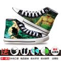 Anime Peripheral One Piece High-Top Canvas Shoes Luffy Zoro Ace Boys and Girls Children Graffiti Leisure Shoes. 