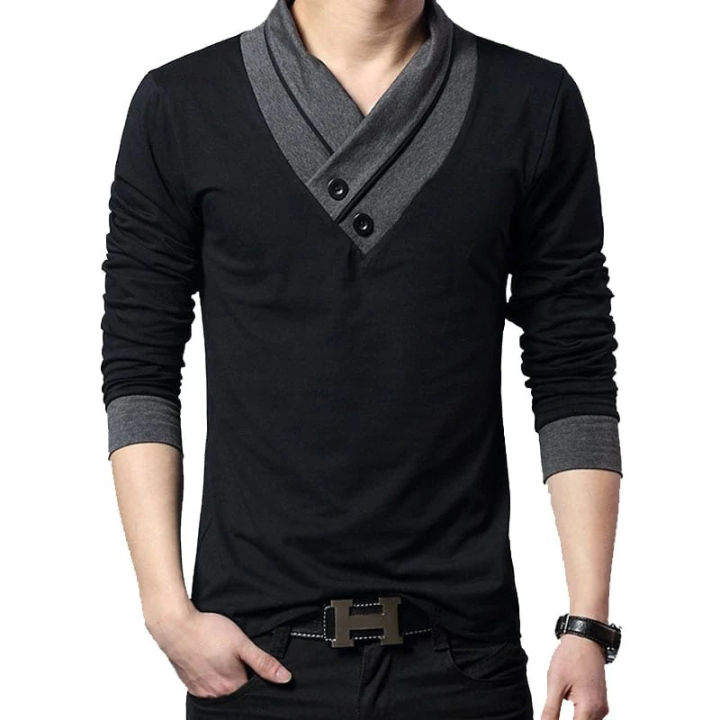 Black Cotton Long Sleeve T-Shirt for Men - T Shirt For Man - T Shirt For Man - T Shirt Preferble - Low Hassle and Maintanance