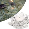 Crystal Glass Lotus Flower Candle Holder Candlestick Home Decor Gift Candle Light Holder. 