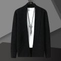 2023 Autumn Winter Men's Casual Korean style Cardigan Sweaters High Quality Men Knitted Jacket Solid Color Comfortable Sweater. 