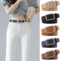 Waistband Fade-resistant Women Silver Buckle Faux Leather Belts. 