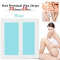 40pcs=20sheets Professional Summer Blue Hair Removal Double Sided Cold Wax Strips Paper For Leg Body Face Epilator Set.