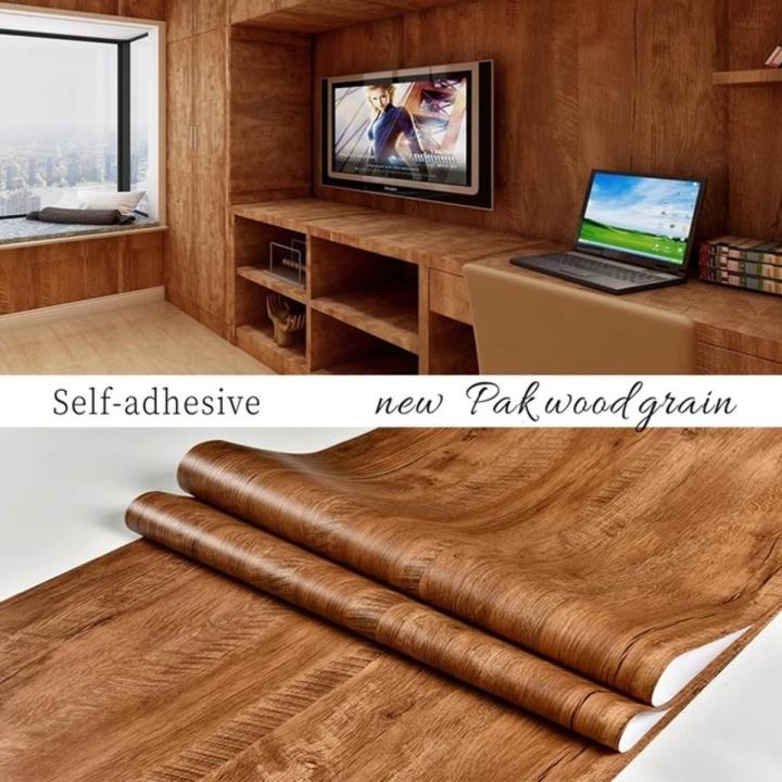 10%20sqf%20Self%20Adhesive%20Wood%20Grain%20Furniture%20Stickers%20PVC%20Wallpaper%20cabinets%20Gloss%20Film%20Vinyl%20Counter%20Top%20Decal%20(%205x2%20feet)%20-%20Image%202