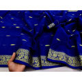 Blue color tangail half silk Nokshi paire Saree with blouse piece for Women by azaher textile. 