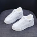 1726 Velvet Small White Shoes Winter Women's Shoes Year Leather Inner Heightened Lace-up Thick-soled Sneakers 2021 New Style. 