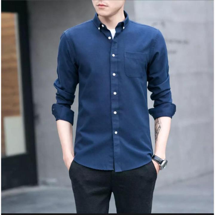 Deep Blue Cotton formal Shirt for Men