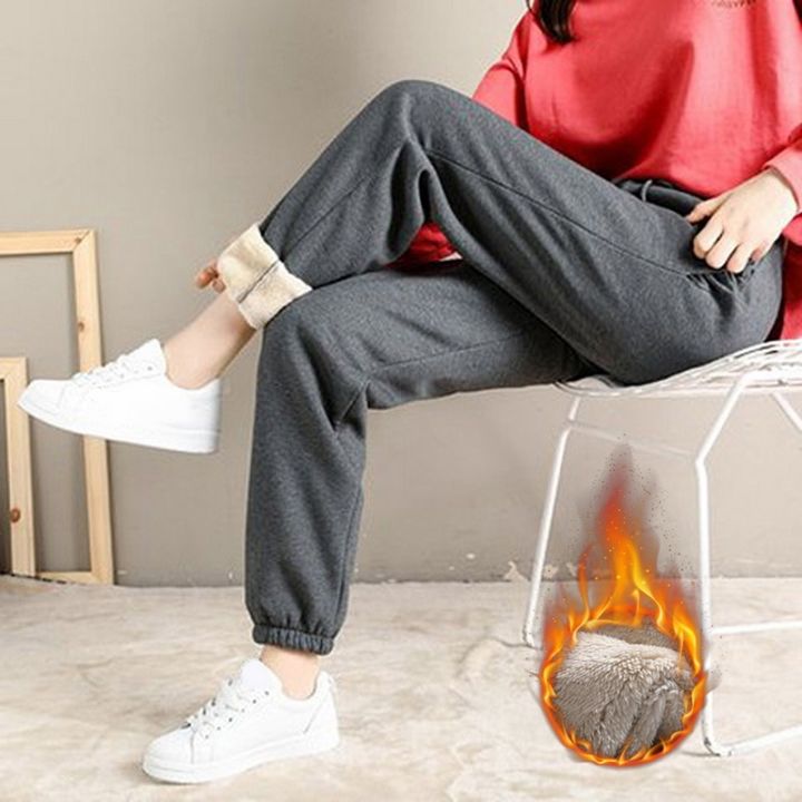 Winter%20Women%20Thicken%20Pants%20Gym%20Sweatpants%20Solid%20Color%20Warm%20Leggings%20Female%20Casual%20Elasticity%20Loose%20Sports%20Fleece%20Trousers%20-%20Image%205