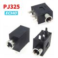 2Pcs- PCB Mount 3.5mm 5Pin Socket PJ325 for Headphone Stereo Jack Audio Video Connector Black. 