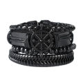 Fashionable Trendy 4 Pcs/ Set Multilayer Leather Bracelet for Men Simple Stylish - Vintage Wooden Leather Rope 4 Pcs/set Adjustable Bracelet for Men New Collection/ Couple Bracelet for Boys. 