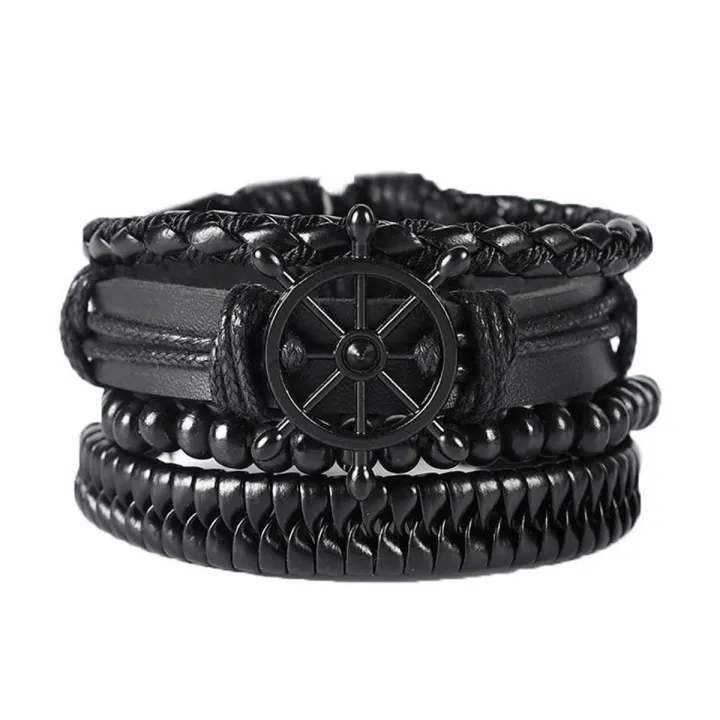 Fashionable%20Trendy%204%20Pcs/%20Set%20Multilayer%20Leather%20Bracelet%20for%20Men%20Simple%20Stylish%20-%20Vintage%20Wooden%20Leather%20Rope%204%20Pcs/set%20Adjustable%20Bracelet%20for%20Men%20New%20Collection/%20Couple%20Bracelet%20for%20Boys%20-%20Image%207
